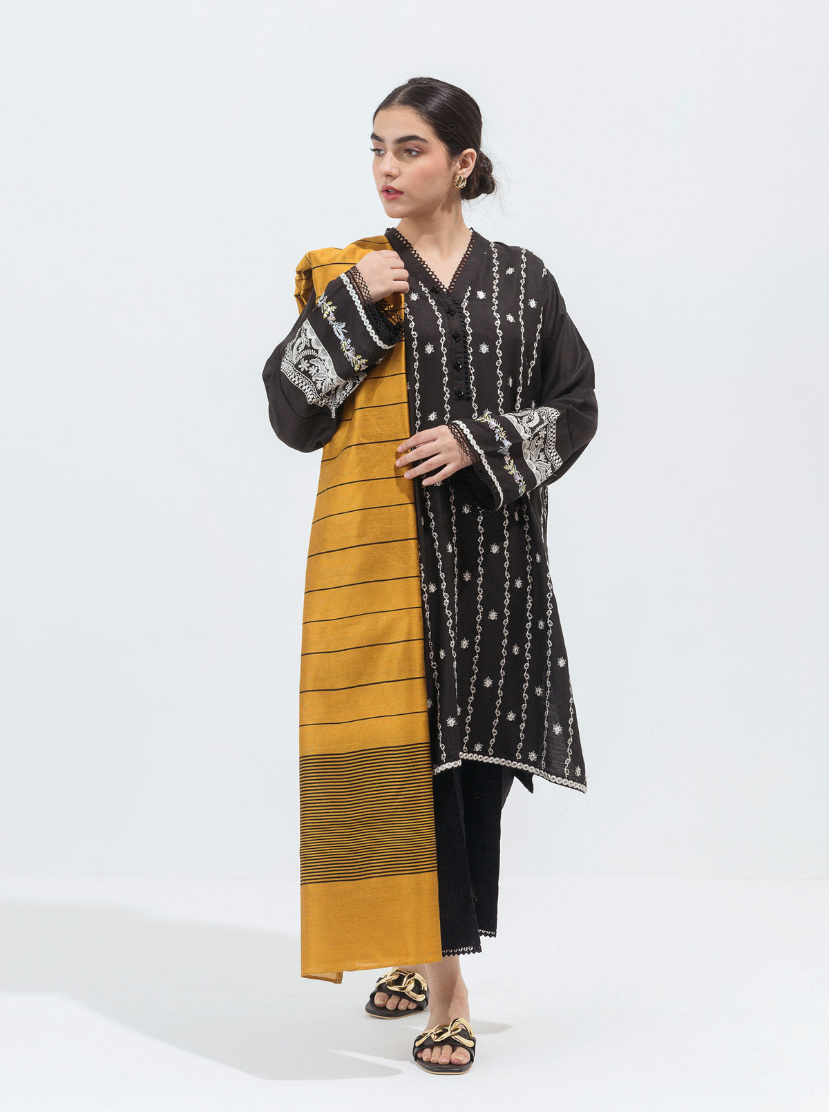 Embroidered Shirt With Dupatta