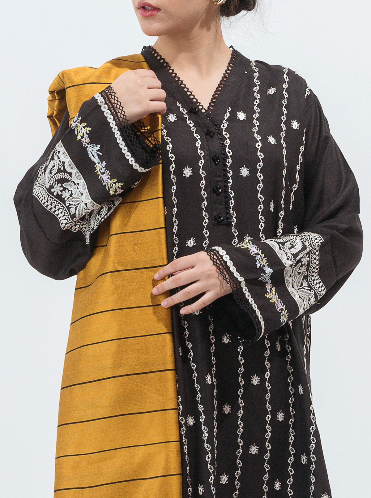Embroidered Shirt With Dupatta