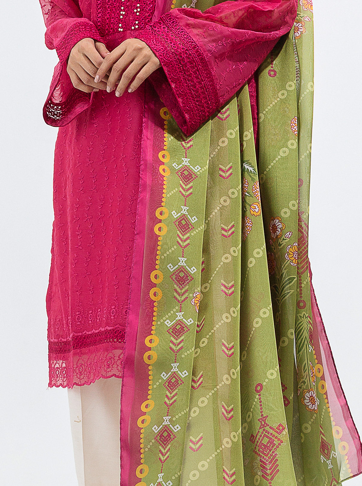Embroidered Shirt With Dupatta