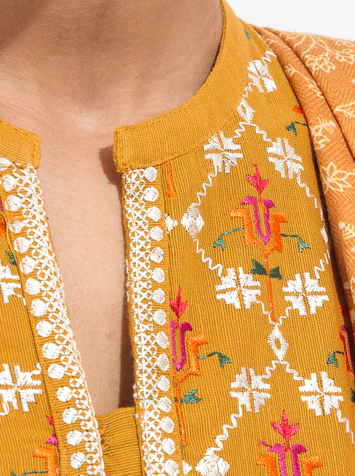 Embroidered Shirt With Shawl