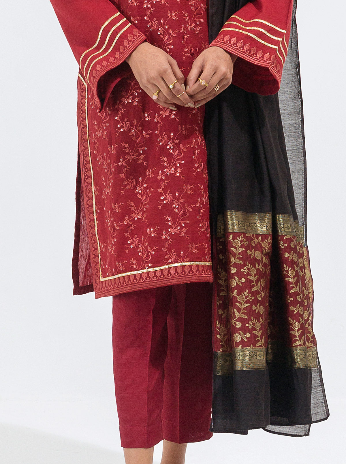 Embroidered Shirt With Dupatta