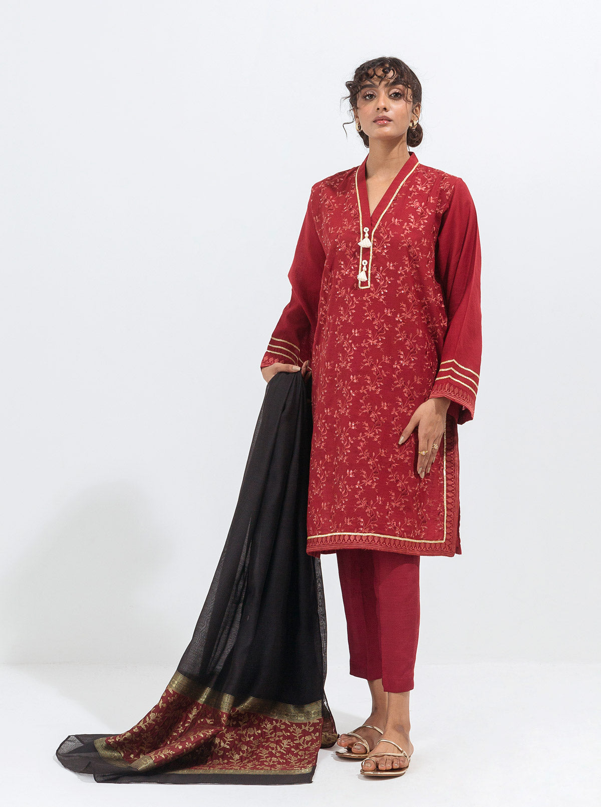 Embroidered Shirt With Dupatta
