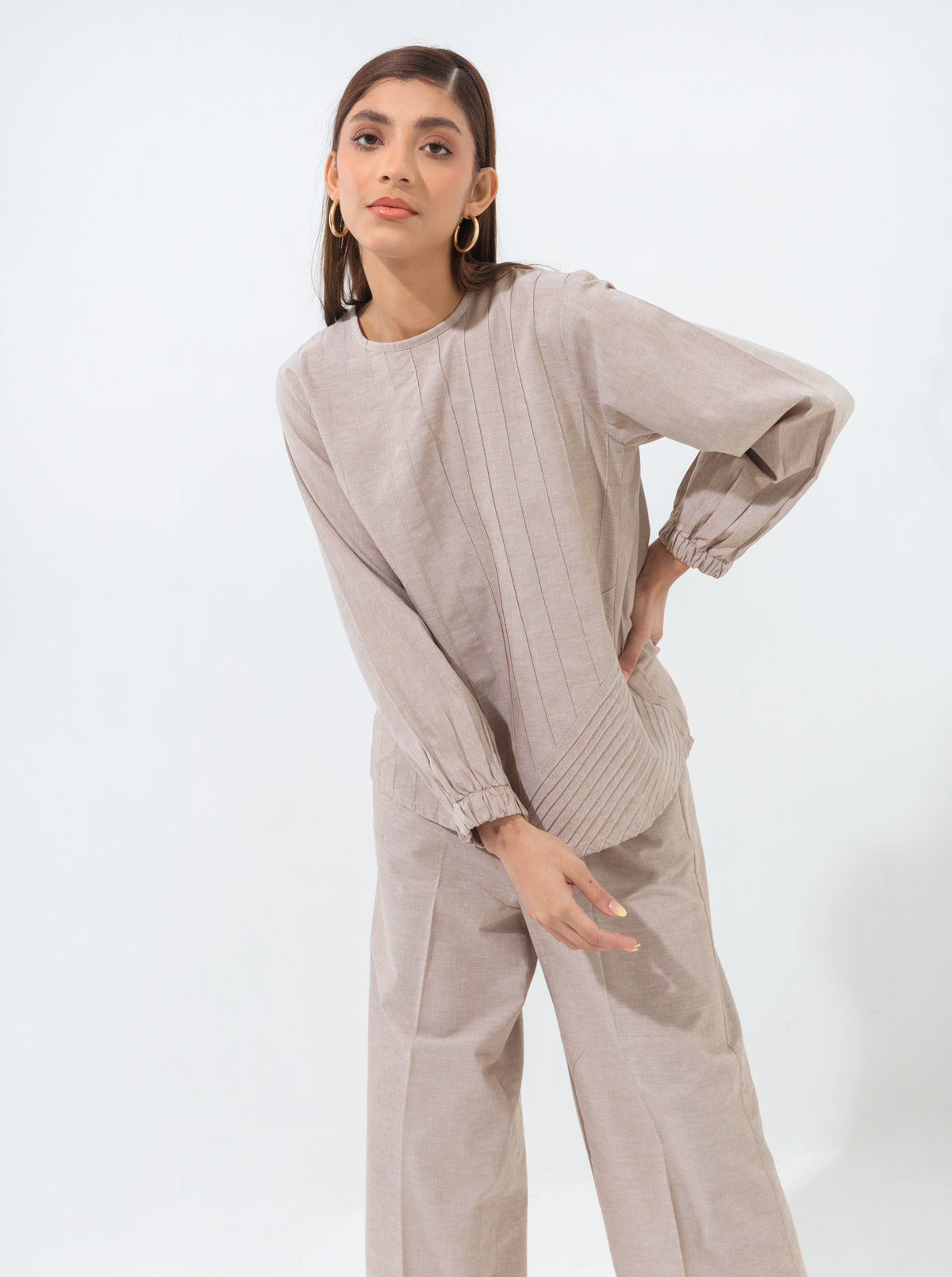 Mocha Pleated Co-Ord Set