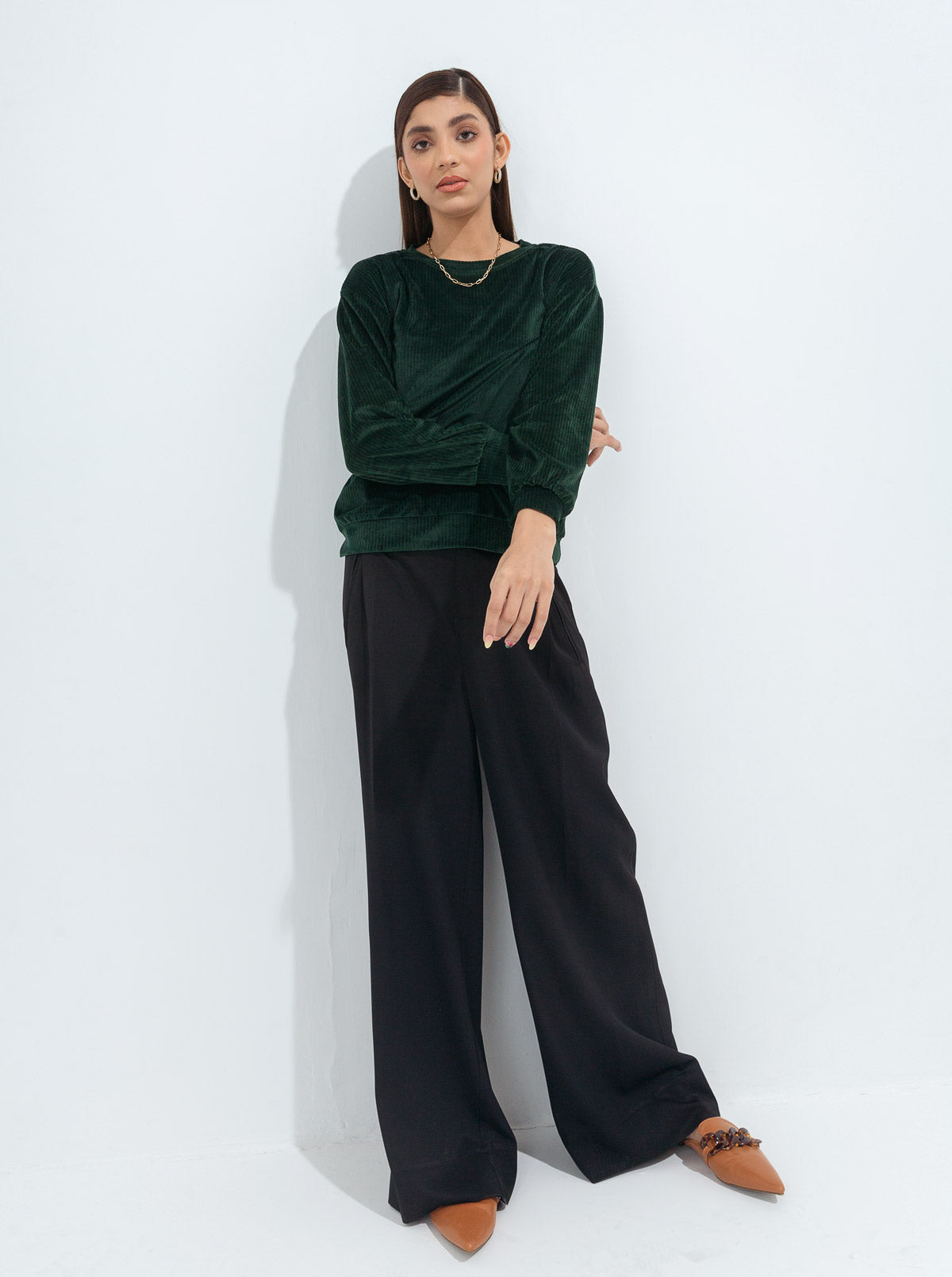 Emerald Green Stretch Corduroy Sweatshirt