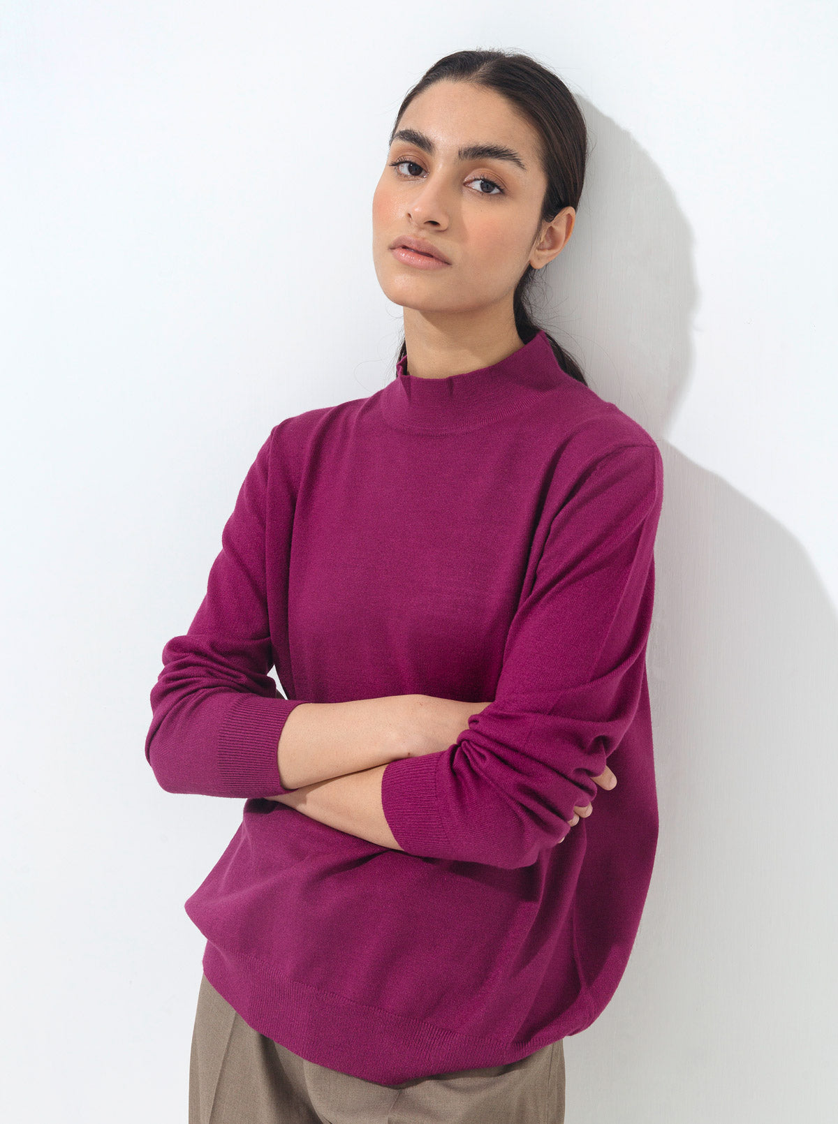 Plum Fine Knit Pullover
