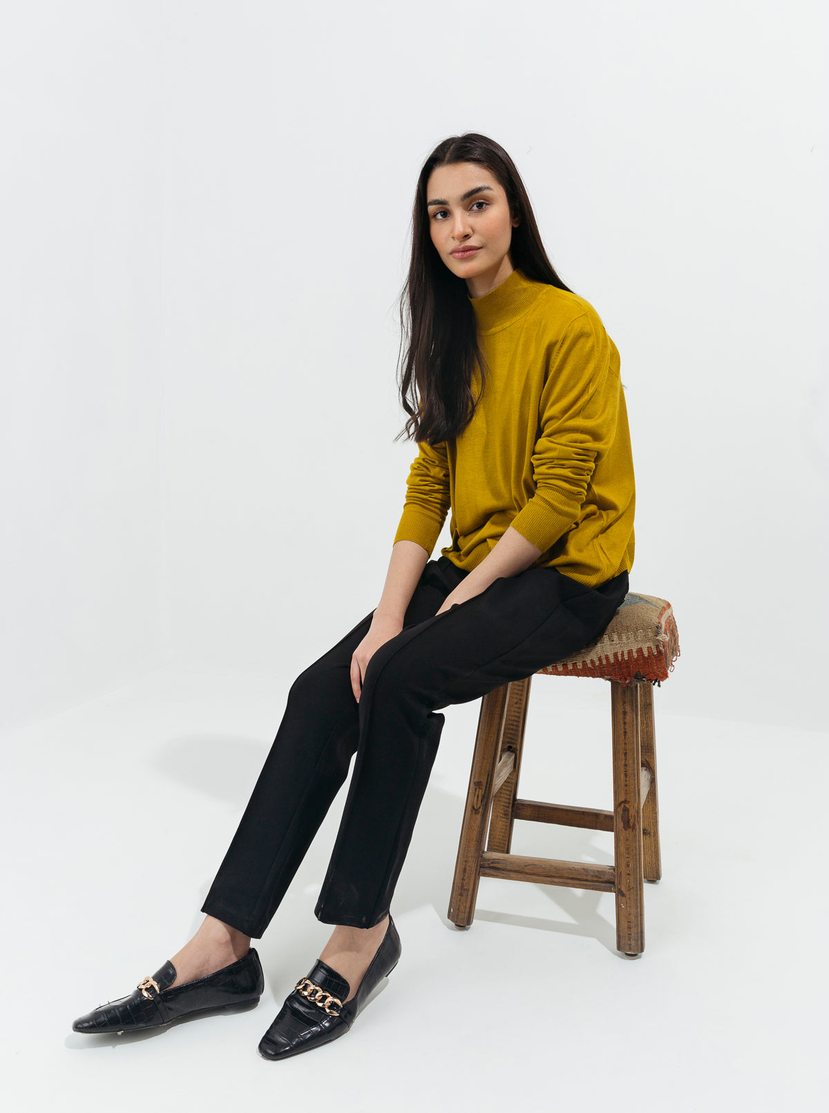 Black Bi-Stretch Straight Pants