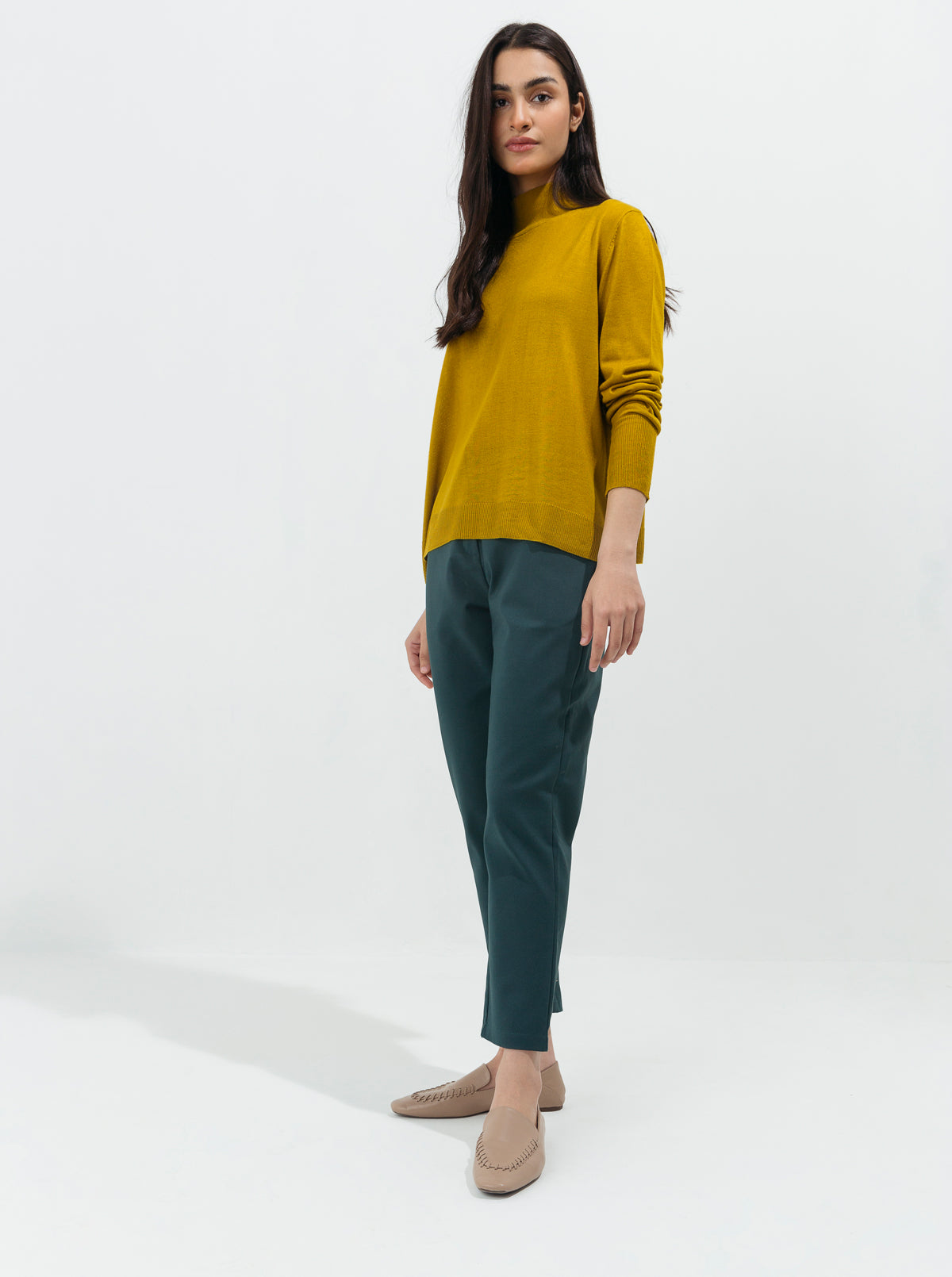 Teal Blue Stretch Tailored Pants