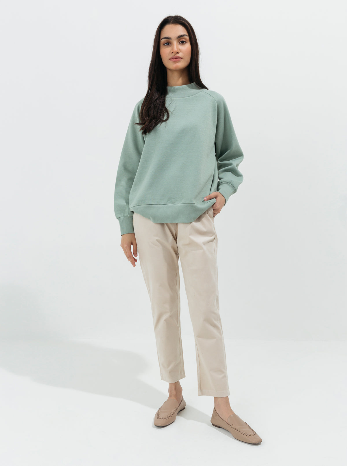 Beige Corduroy Straight Pants