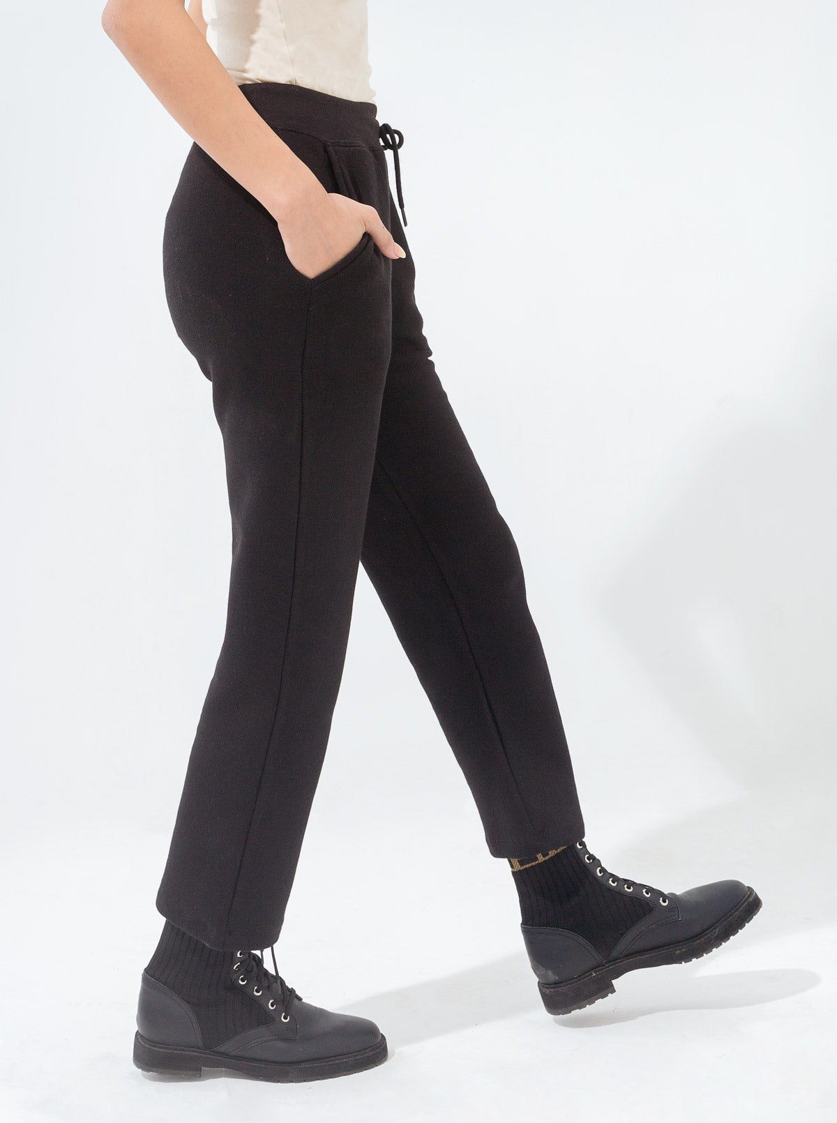 Black Fleece Straight Pants