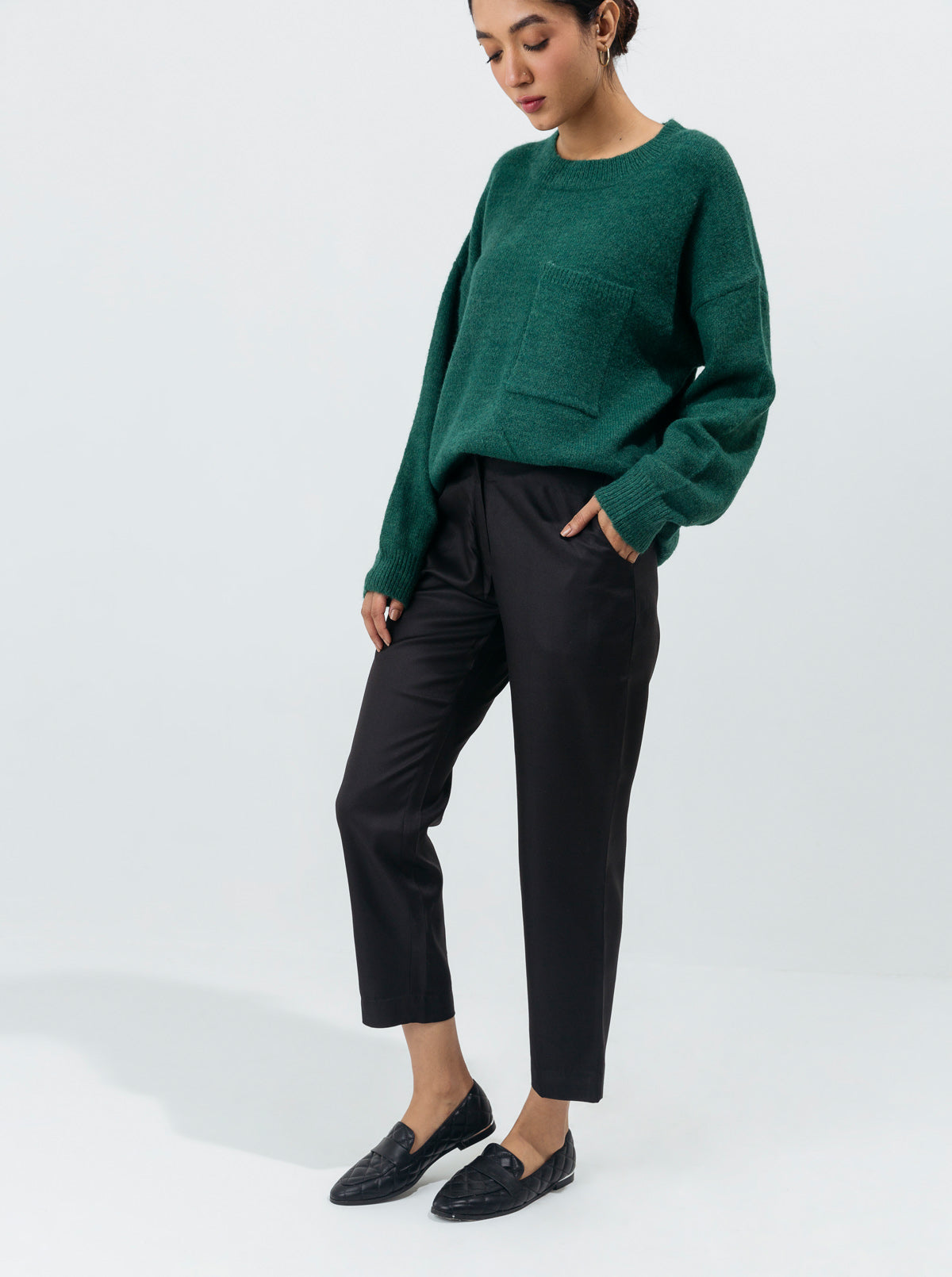 Black Twill Tailored Pants