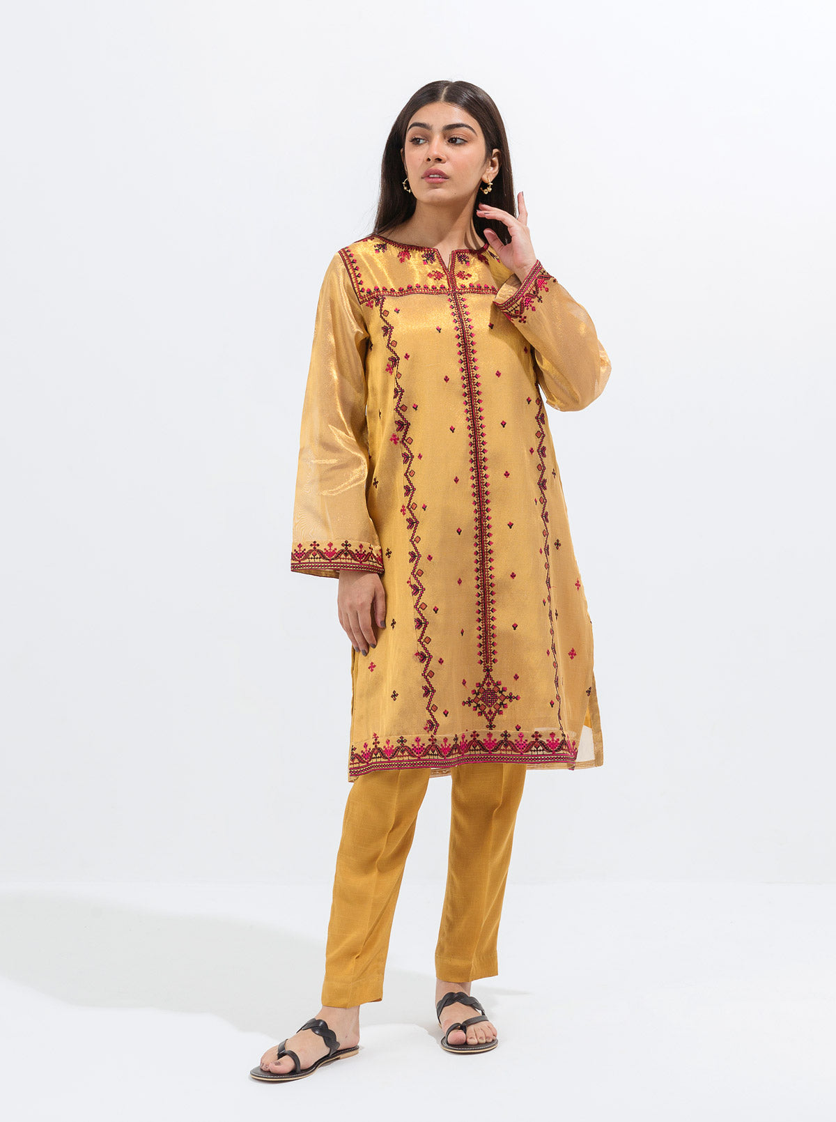 Embroidered Tissue Shirt (Luxury Pret)