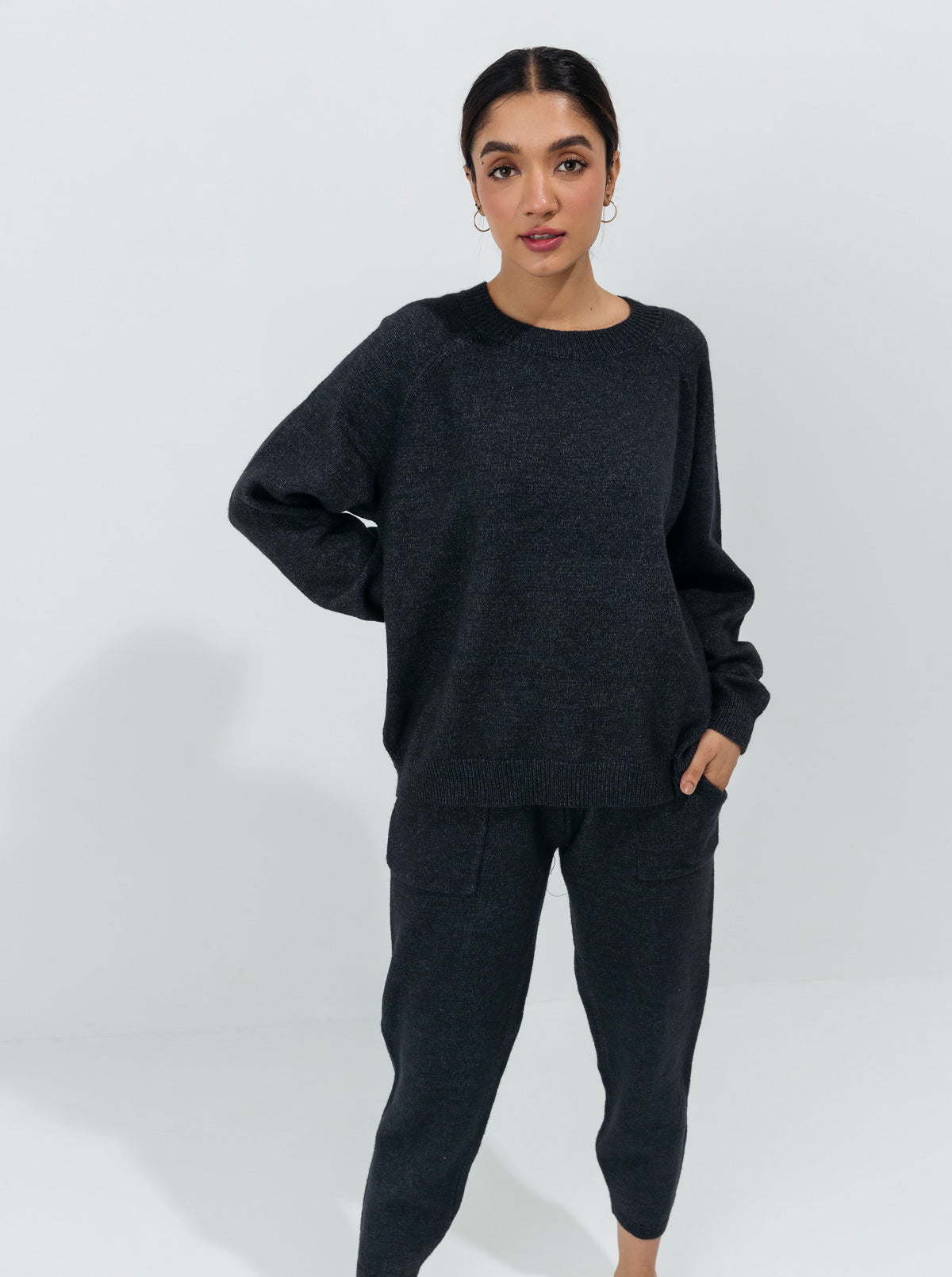 Black Flat Knit Co-Ord Set
