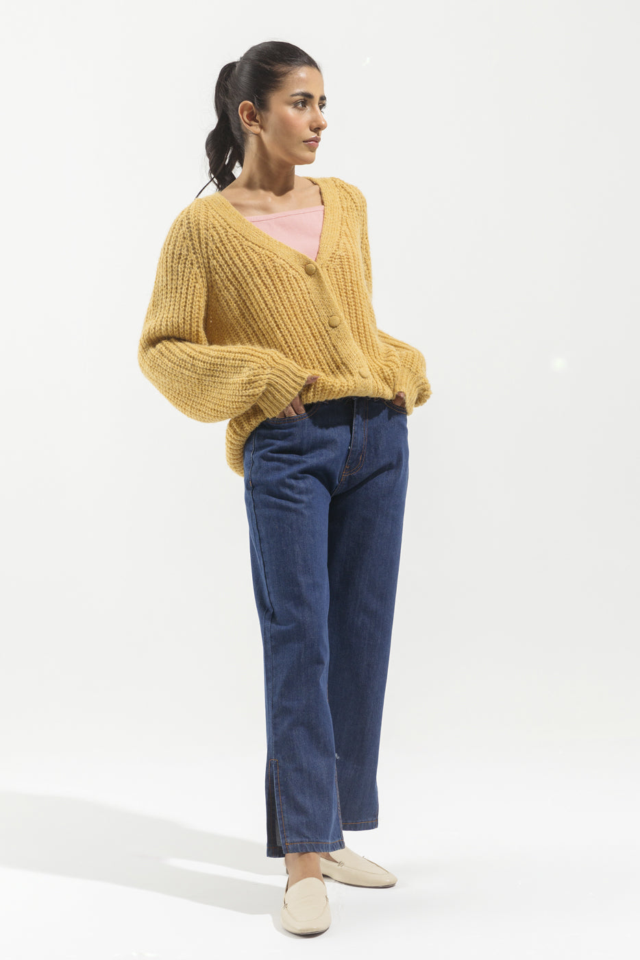 Yellow Knitted Cardigan