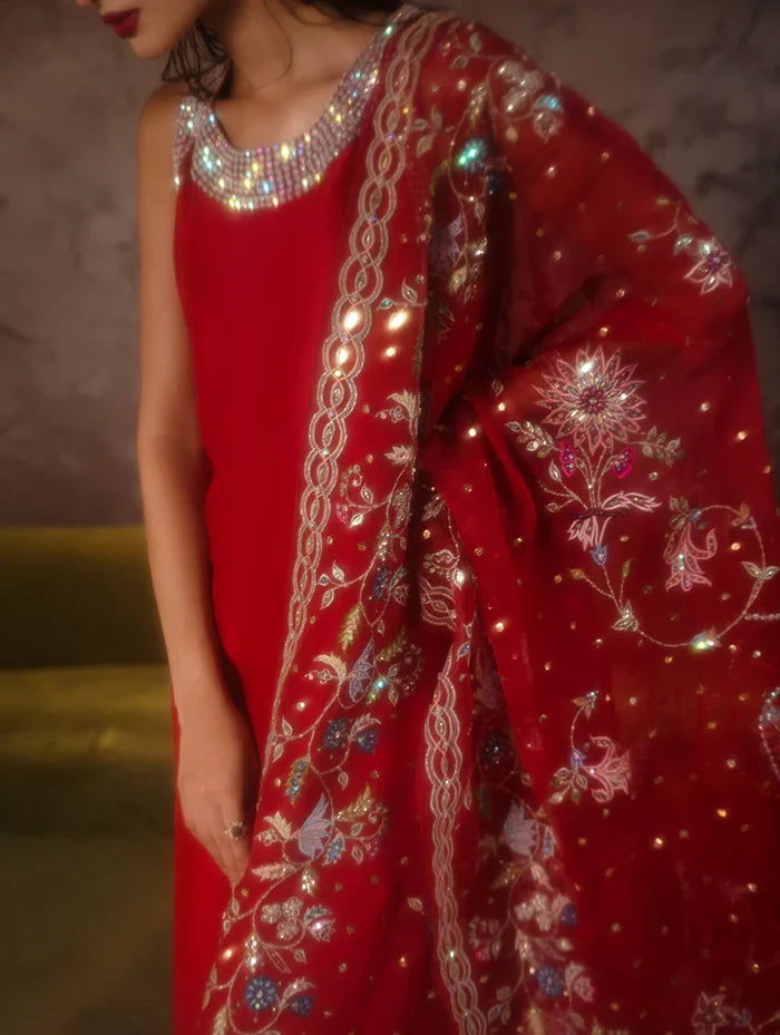 Crimson Dupatta