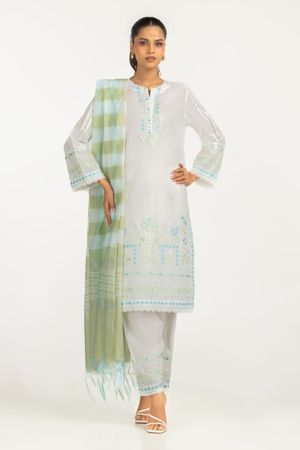 Cambric Embroidered Co-Ord Set