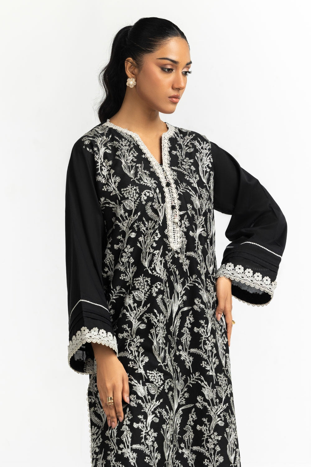 Cambric Embroidered Shirt And Dupatta