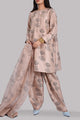 Cameo Rose Block Print Embellished Raw Silk Tunic Set
