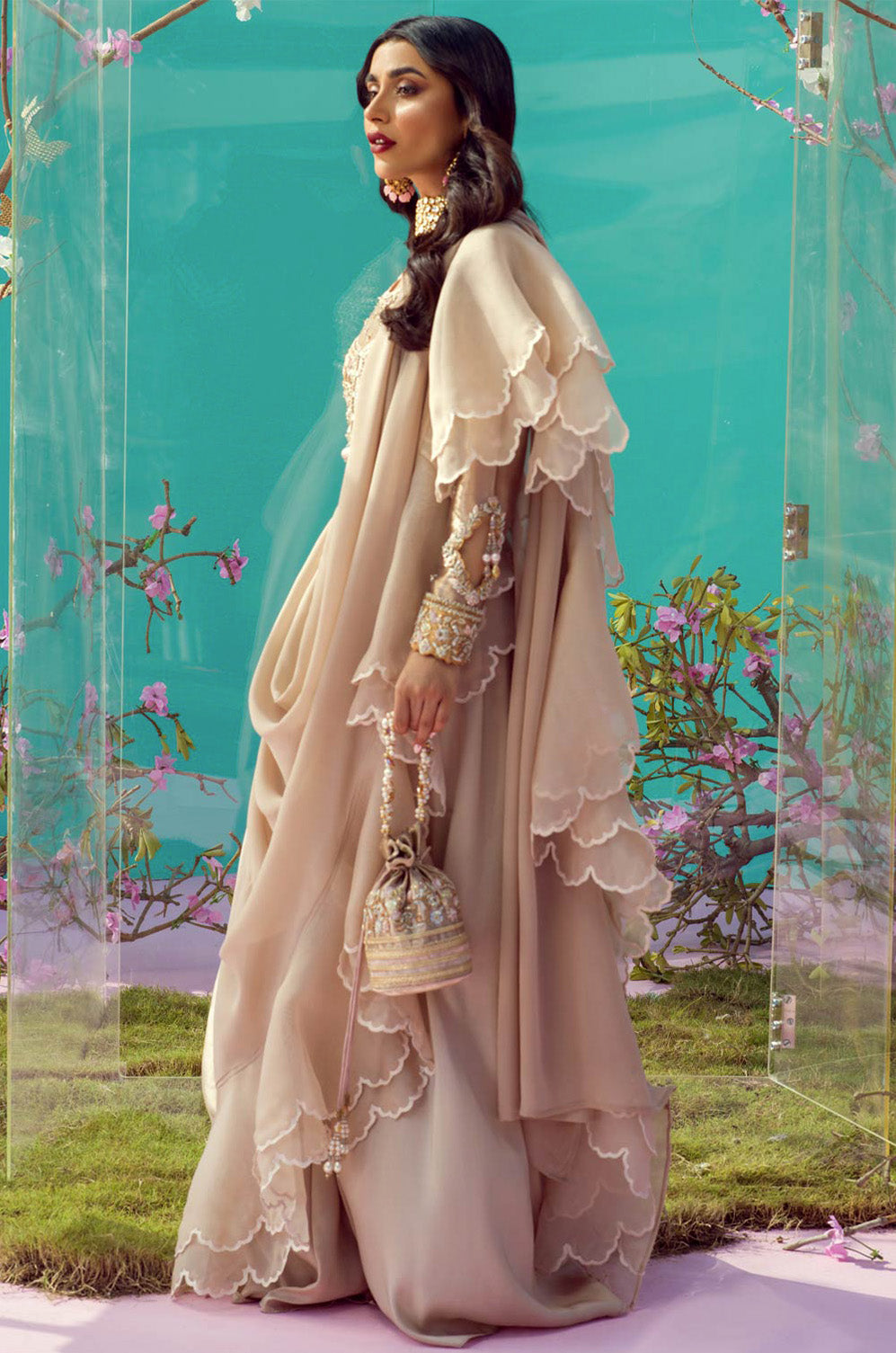 Carnation Draped Sari