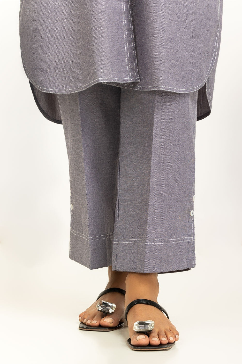 Chambray Button Down Co-Ord Set - W-AP-25-442195