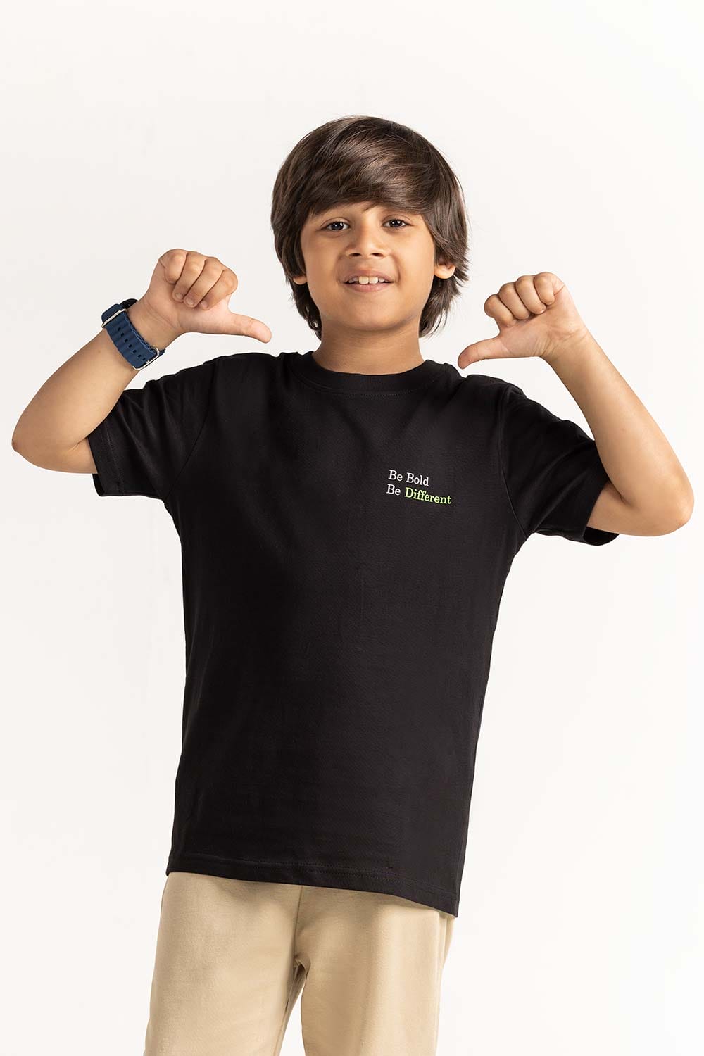 Charcoal Junior Boy Knit Printed Tee