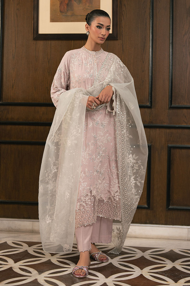 PETAL PURPLE-3PC EMBROIDERED SILK SUIT