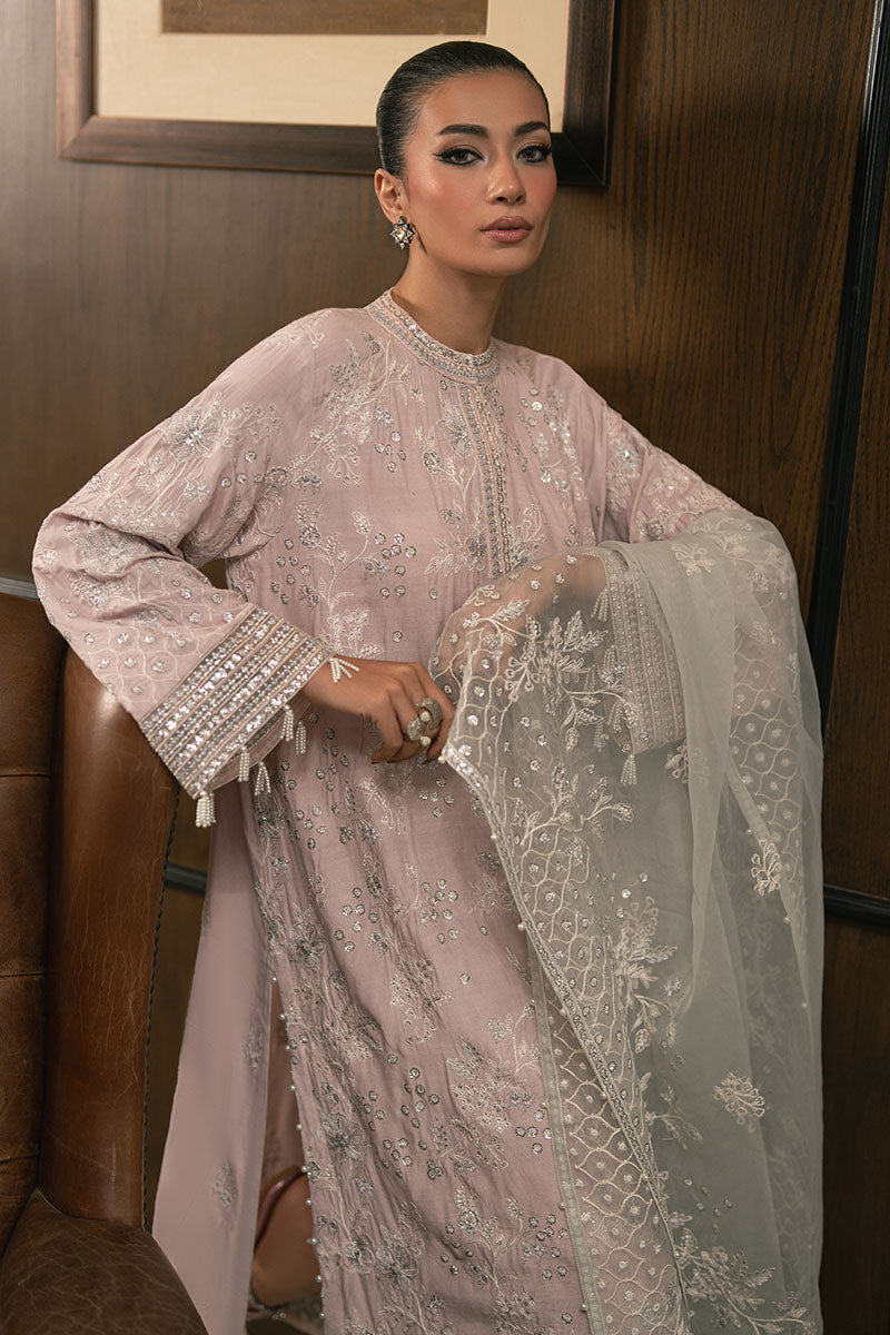 PETAL PURPLE-3PC EMBROIDERED SILK SUIT