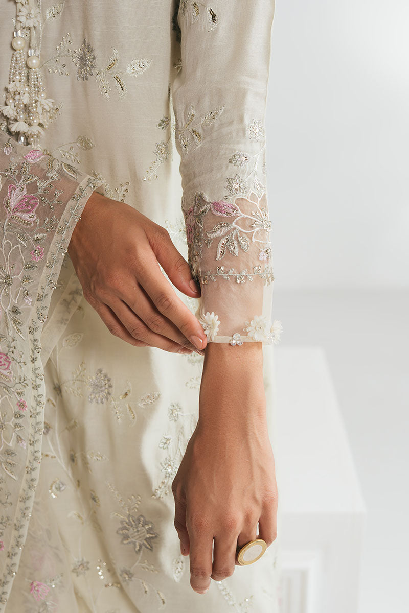 HONEYDEW MIST-3PC EMBROIDERED SILK SUIT