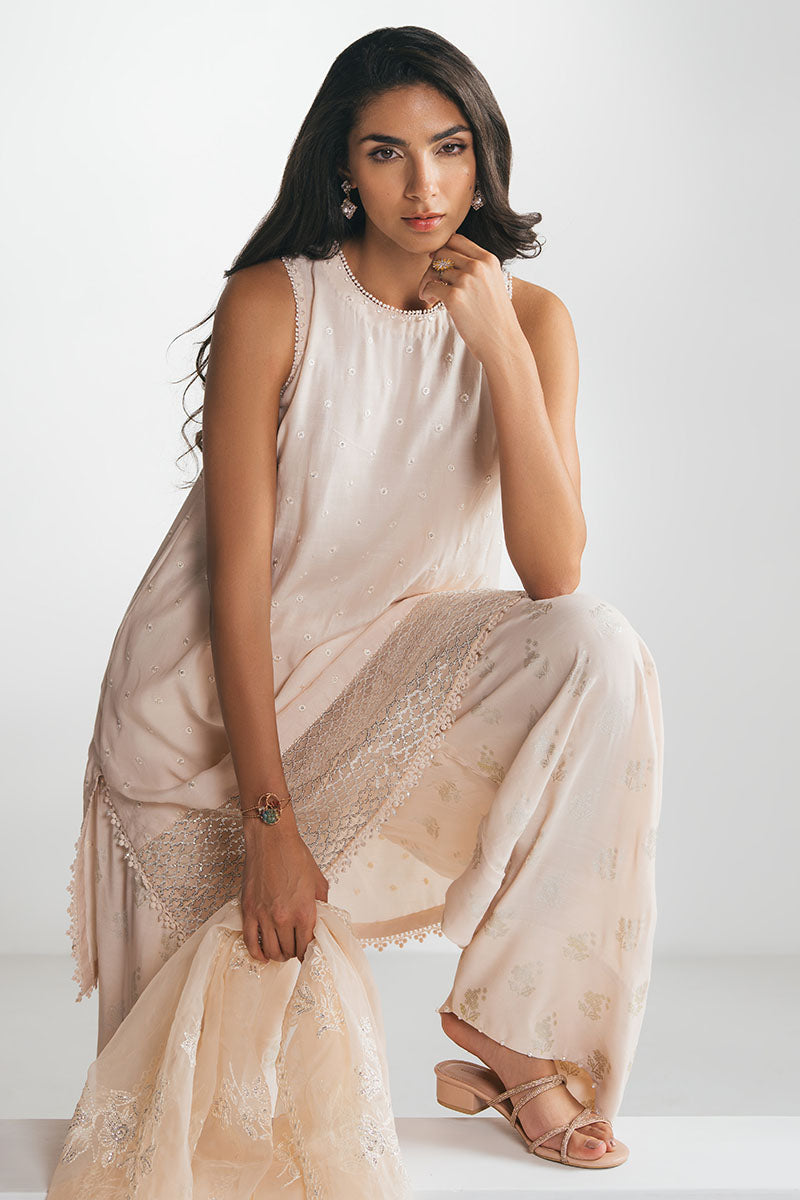 PEACH WHIP-3PC EMBROIDERED SILK SUIT