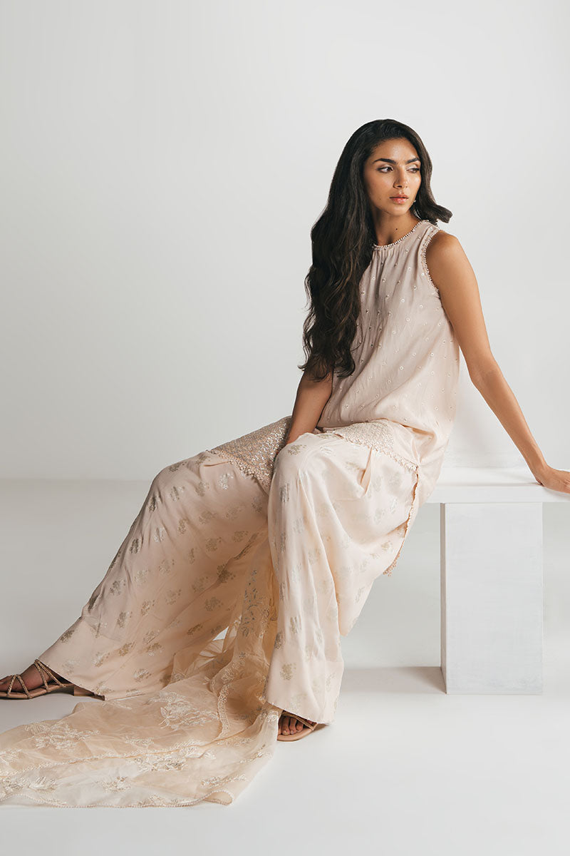 PEACH WHIP-3PC EMBROIDERED SILK SUIT