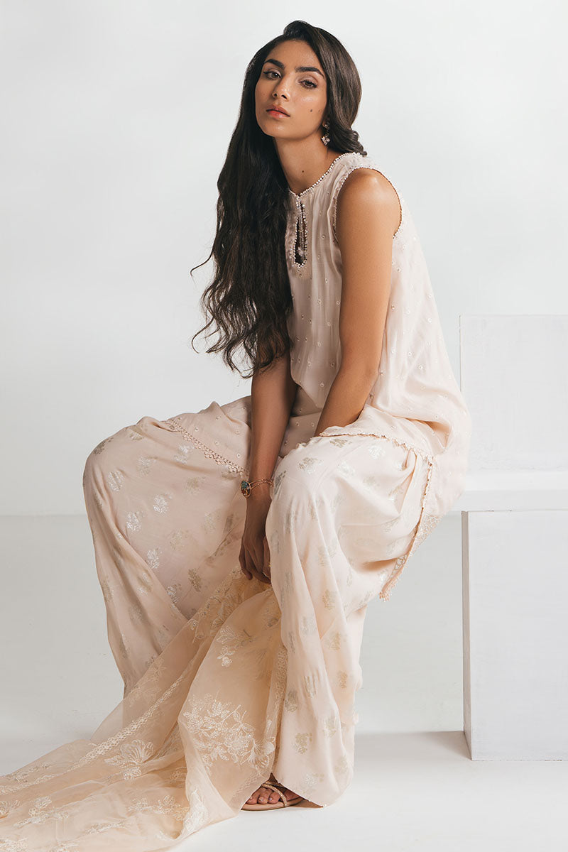 PEACH WHIP-3PC EMBROIDERED SILK SUIT