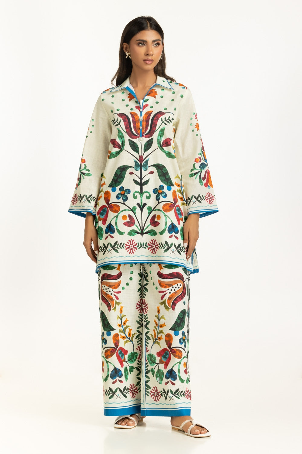 Cotton Cross Slub Printed Co-Ord Set