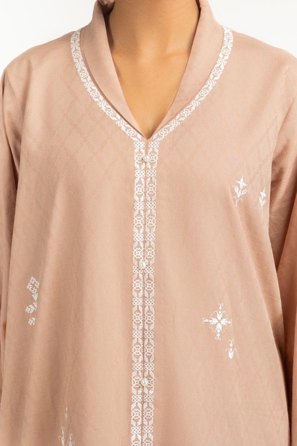 Cotton Jacquard Embroidered Co-Ord Set