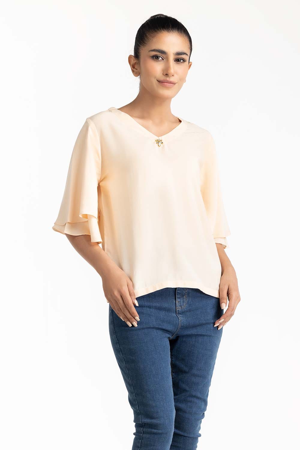 Cream Blended Casual Shirt