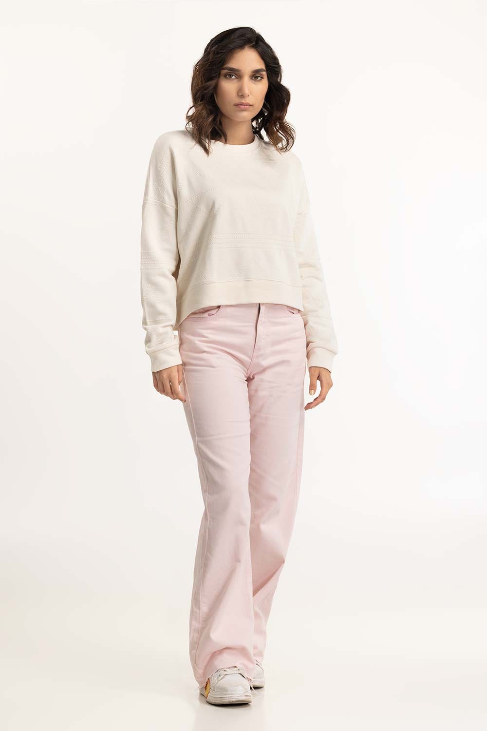 Cream Embroidered Sweatshirt