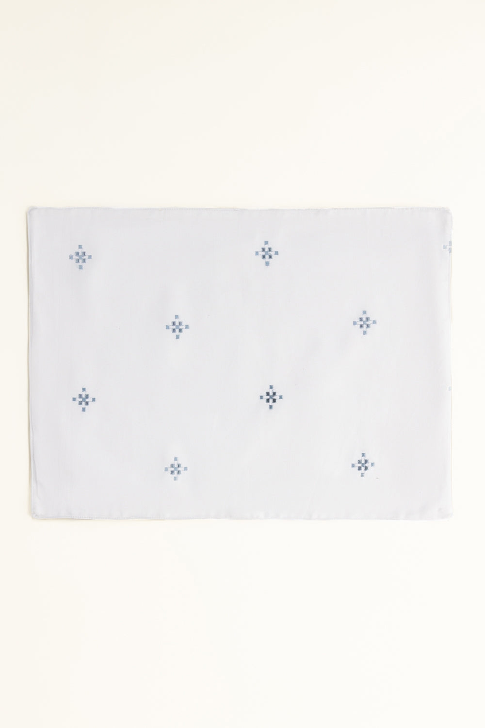 Blue Cross Stitch Embroidered Placemat Pair