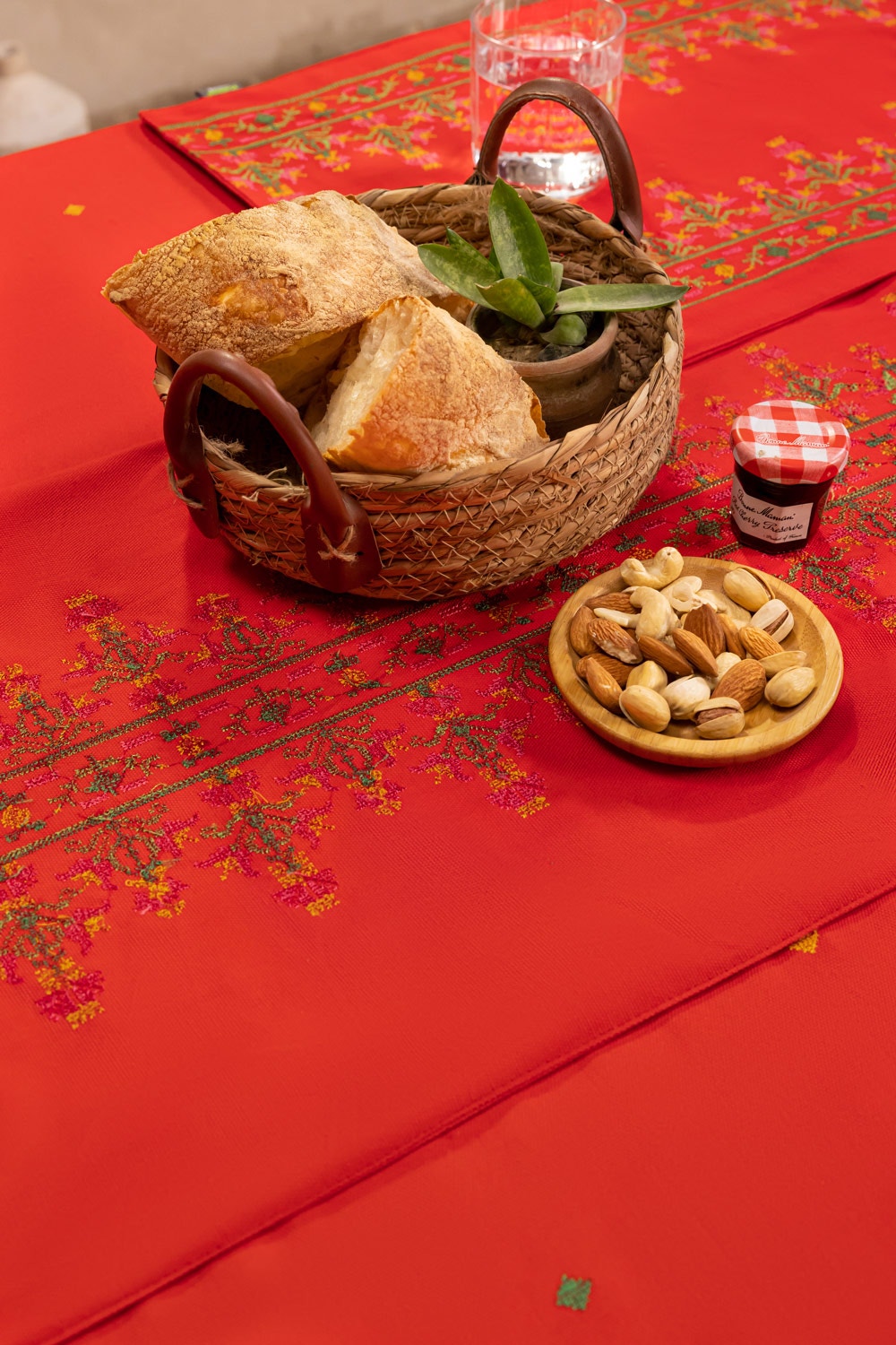 Cross Stitch Red Table Runner