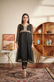 Da-1478 Black Embroidered Kurta