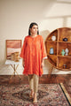 Da-1491 Orange Embroidered Kurta