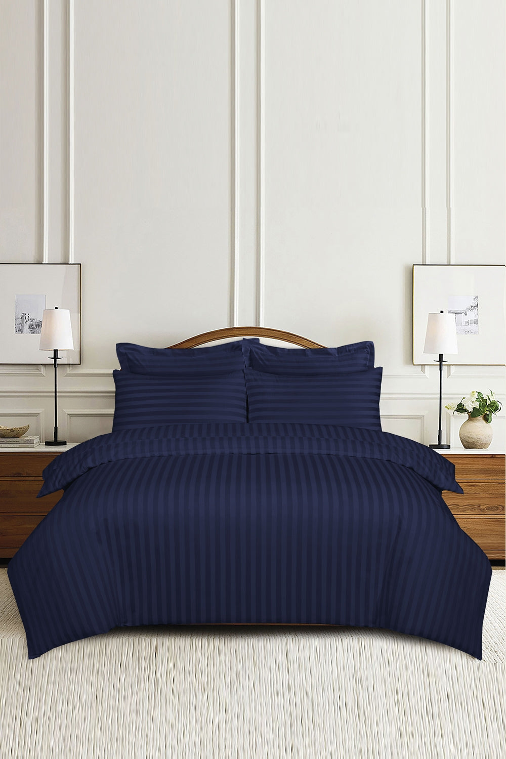 Dark Night Stripe Satin T-250 Quilt Cover Set