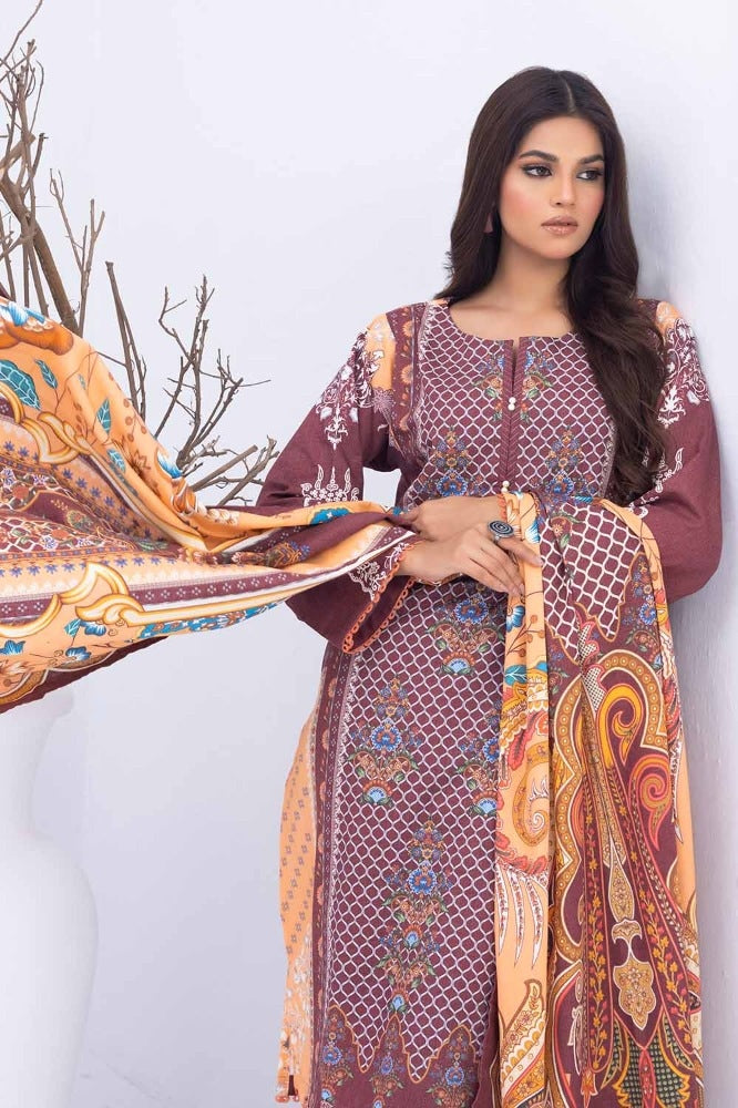 3 Piece Printed Karandi Unstitched Suit