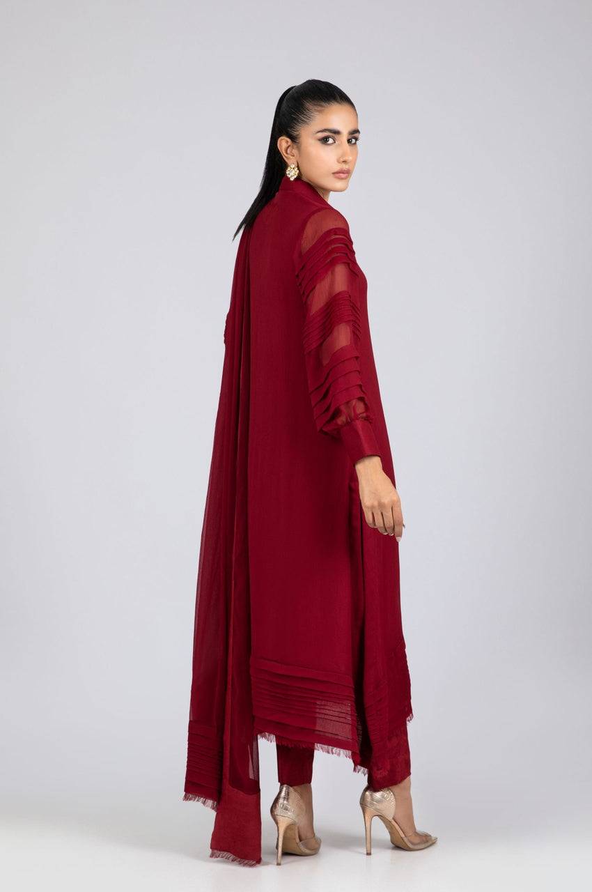 Pleated Maroon