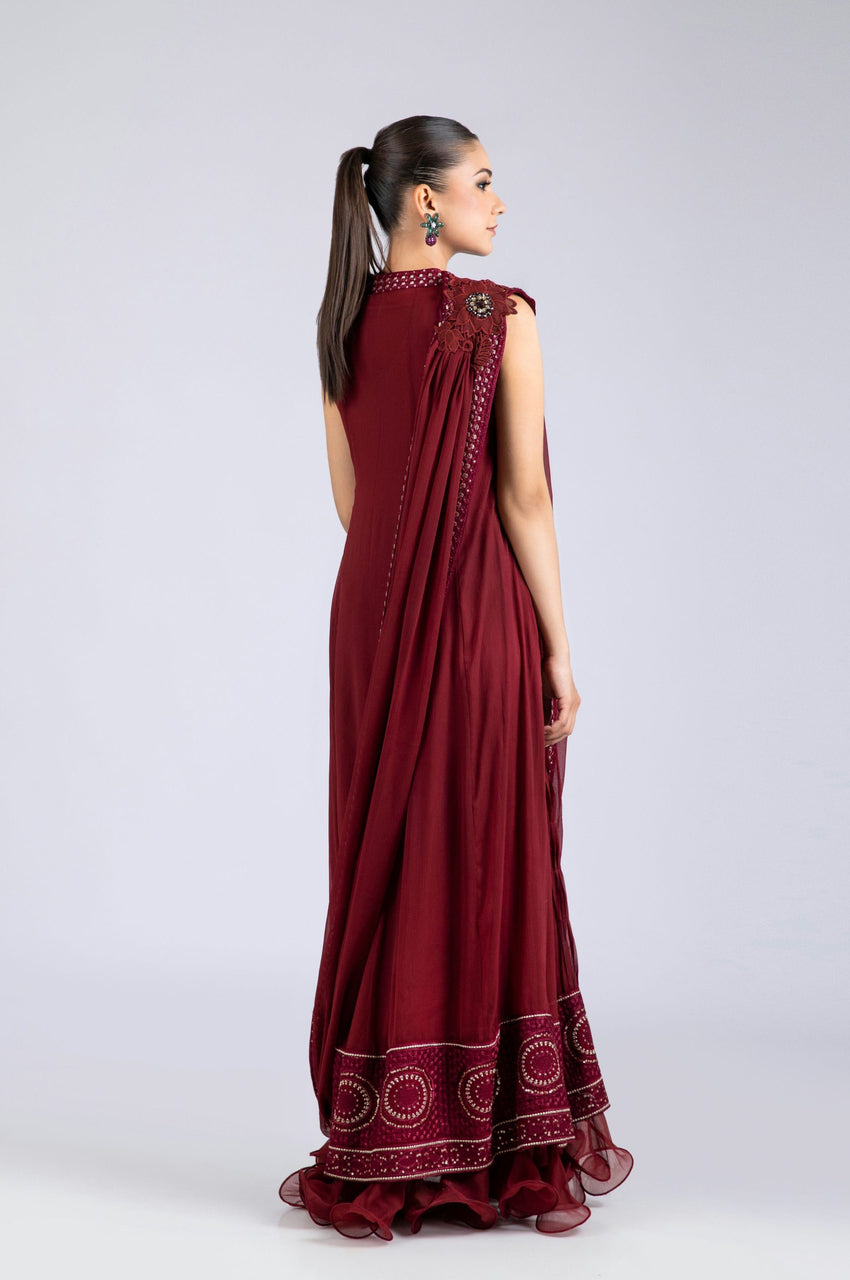 Burgundy Drape Kalidar - Maroon