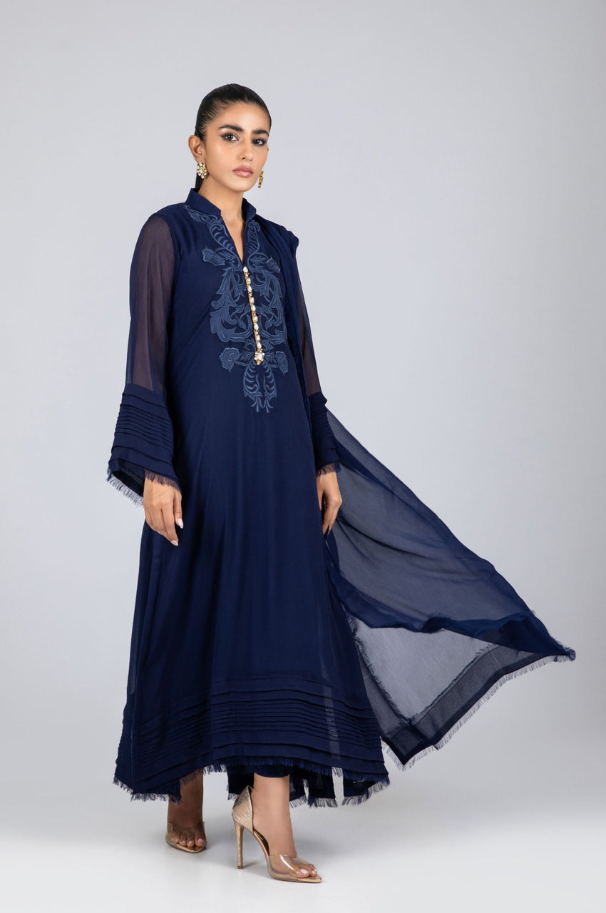 Pleated Navy Blue