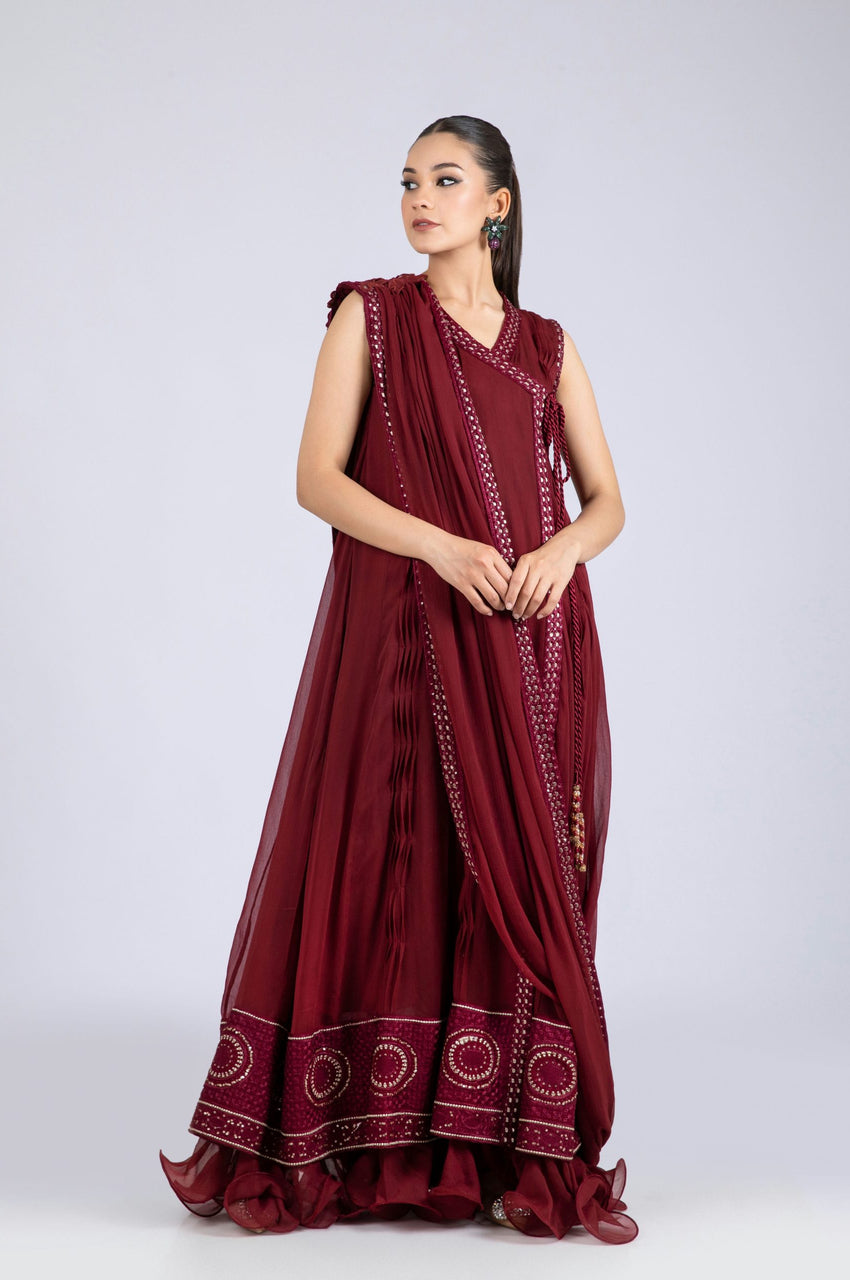 Burgundy Drape Kalidar - Maroon