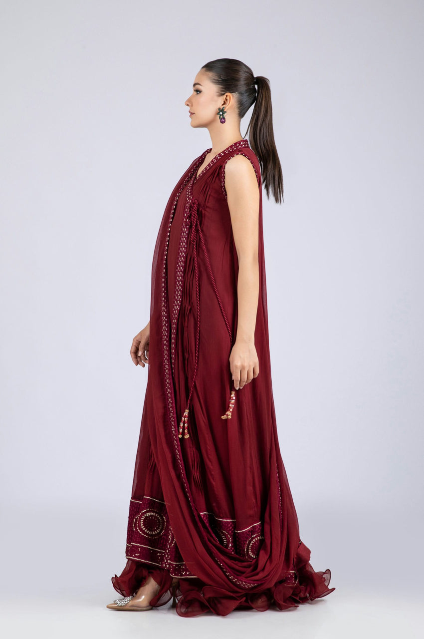 Burgundy Drape Kalidar - Maroon
