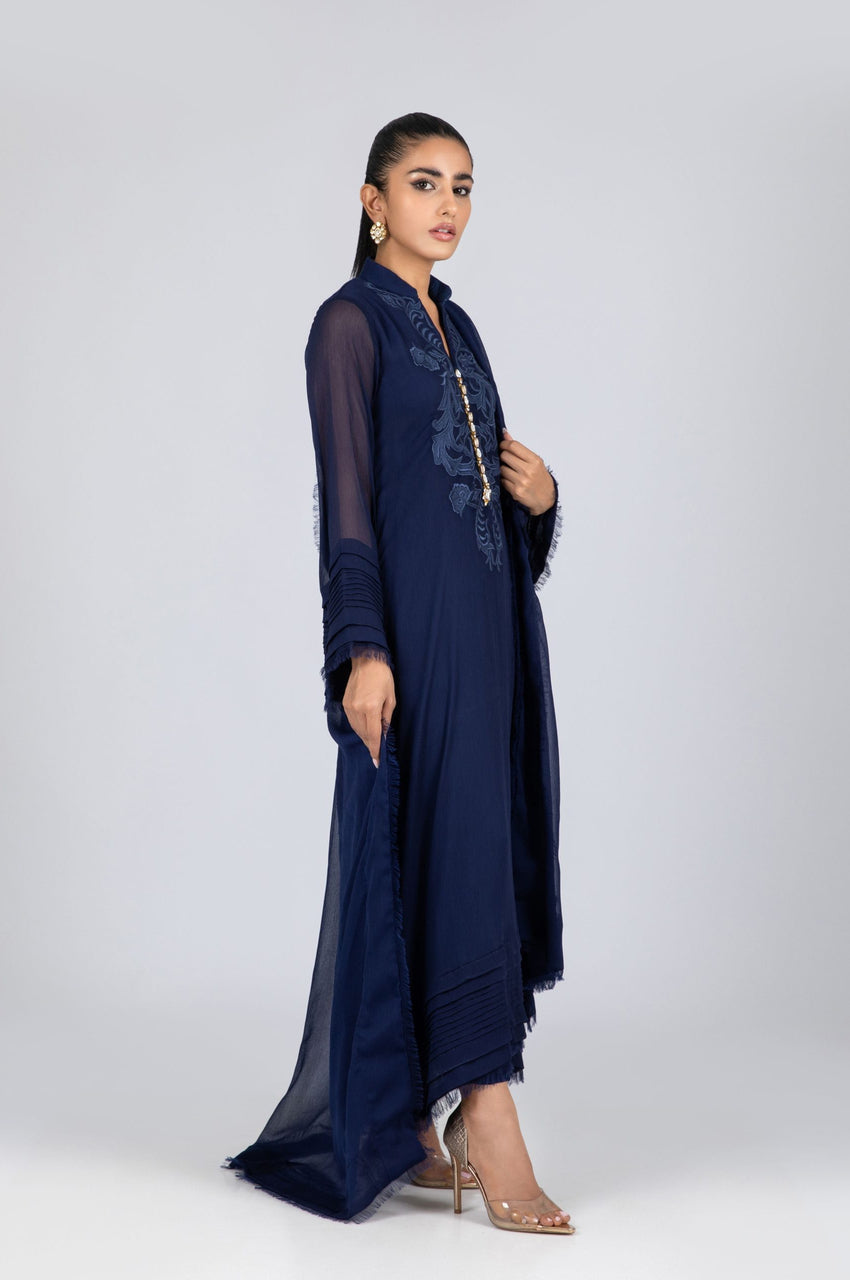 Pleated Navy Blue