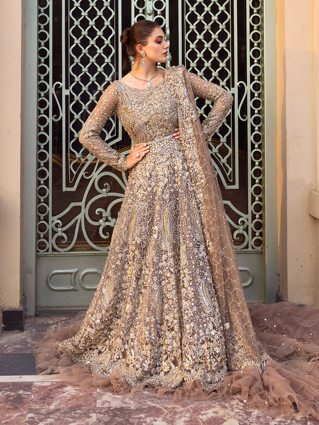 Epoque Chartreuse Style – Silver Grey Wedding Gown