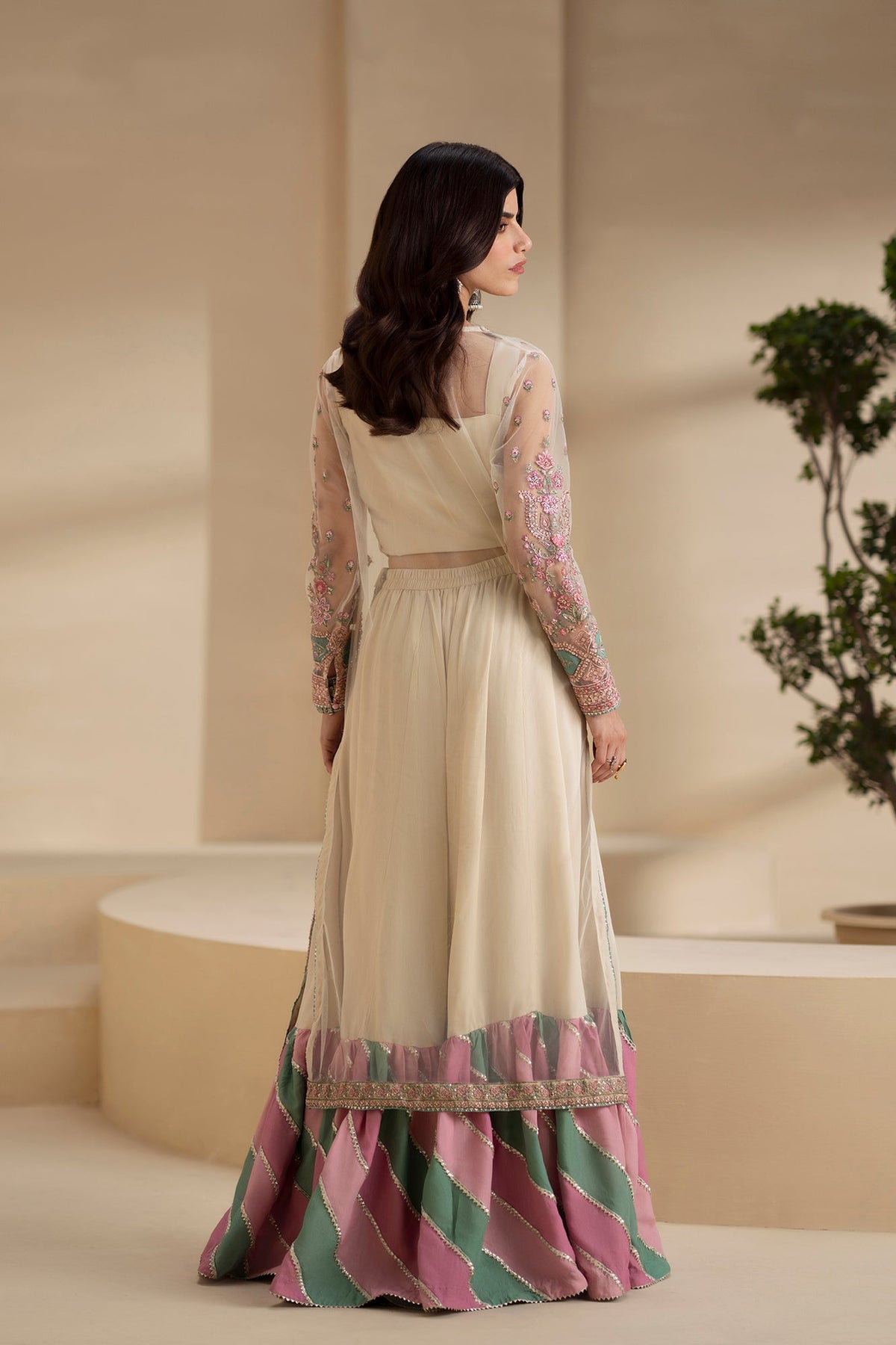Ethnc – Coconut Milk Embroidered Gharara Style