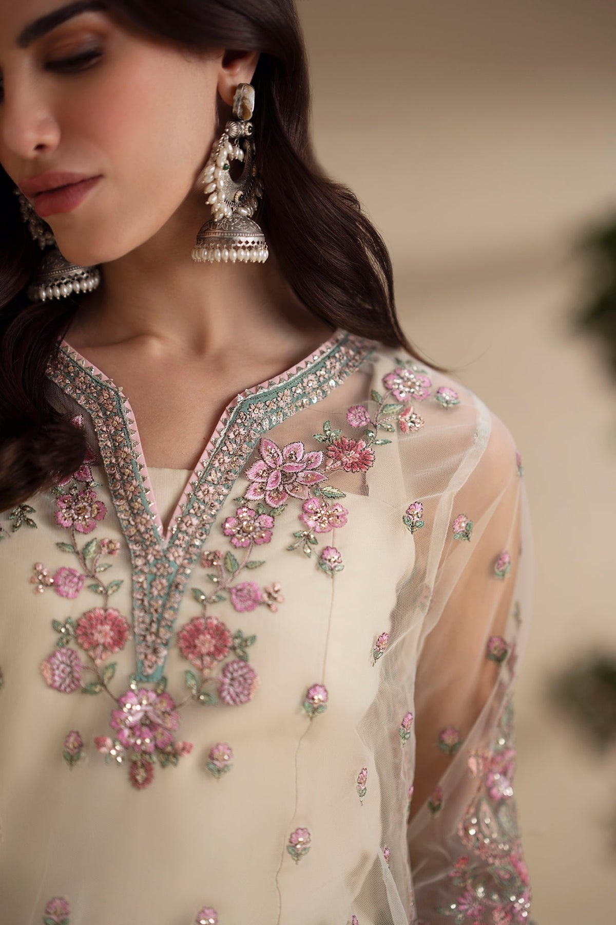 Ethnc – Coconut Milk Embroidered Gharara Style