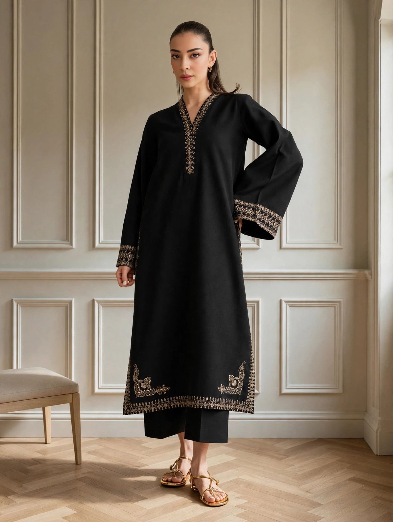 Zarfishan Black Suit | Embroidered Lawn 3 Piece Festive Wear